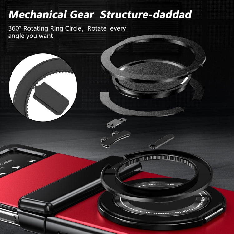 For Samsung Galaxy Z Flip4 Gold Medal Rotating Folding Series Ring Holder Phone Case(Red) - Galaxy Z Flip4 5G Cases by buy2fix | Online Shopping UK | buy2fix