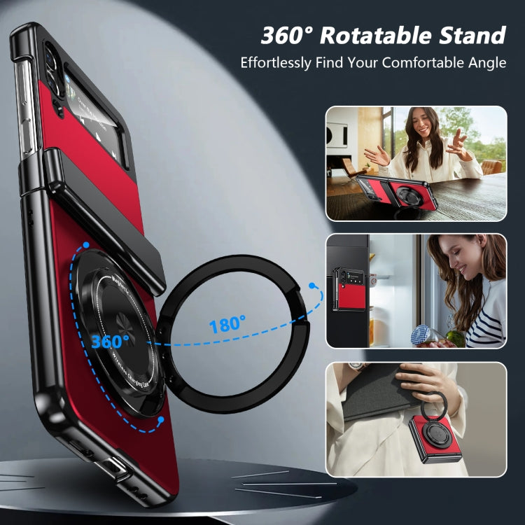 For Samsung Galaxy Z Flip4 Gold Medal Rotating Folding Series Ring Holder Phone Case(Red) - Galaxy Z Flip4 5G Cases by buy2fix | Online Shopping UK | buy2fix