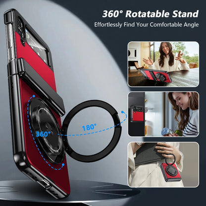 For Samsung Galaxy Z Flip4 Gold Medal Rotating Folding Series Ring Holder Phone Case(Red) - Galaxy Z Flip4 5G Cases by buy2fix | Online Shopping UK | buy2fix
