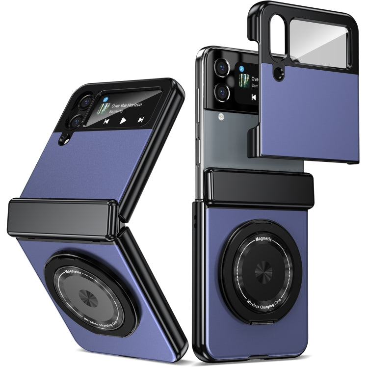 For Samsung Galaxy Z Flip4 Gold Medal Rotating Folding Series Ring Holder Phone Case(Blue) - Galaxy Z Flip4 5G Cases by buy2fix | Online Shopping UK | buy2fix