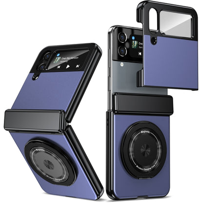 For Samsung Galaxy Z Flip4 Gold Medal Rotating Folding Series Ring Holder Phone Case(Blue) - Galaxy Z Flip4 5G Cases by buy2fix | Online Shopping UK | buy2fix