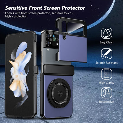 For Samsung Galaxy Z Flip4 Gold Medal Rotating Folding Series Ring Holder Phone Case(Blue) - Galaxy Z Flip4 5G Cases by buy2fix | Online Shopping UK | buy2fix