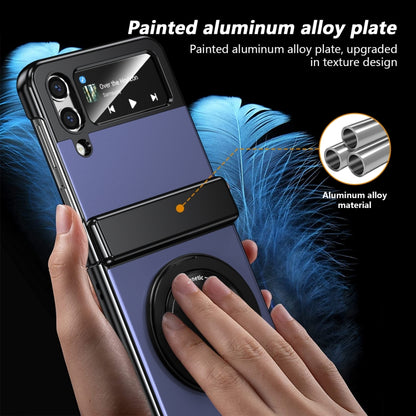 For Samsung Galaxy Z Flip4 Gold Medal Rotating Folding Series Ring Holder Phone Case(Blue) - Galaxy Z Flip4 5G Cases by buy2fix | Online Shopping UK | buy2fix