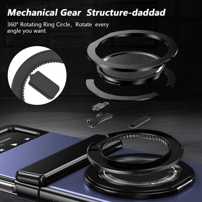For Samsung Galaxy Z Flip4 Gold Medal Rotating Folding Series Ring Holder Phone Case(Blue) - Galaxy Z Flip4 5G Cases by buy2fix | Online Shopping UK | buy2fix