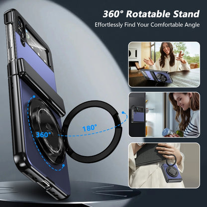 For Samsung Galaxy Z Flip4 Gold Medal Rotating Folding Series Ring Holder Phone Case(Blue) - Galaxy Z Flip4 5G Cases by buy2fix | Online Shopping UK | buy2fix