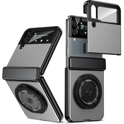 For Samsung Galaxy Z Flip4 Gold Medal Rotating Folding Series Ring Holder Phone Case(Silver) - Galaxy Z Flip4 5G Cases by buy2fix | Online Shopping UK | buy2fix