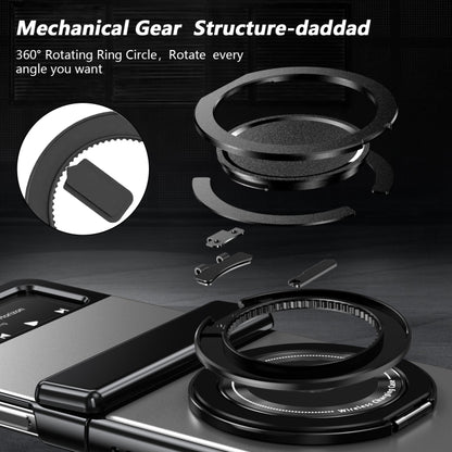 For Samsung Galaxy Z Flip4 Gold Medal Rotating Folding Series Ring Holder Phone Case(Silver) - Galaxy Z Flip4 5G Cases by buy2fix | Online Shopping UK | buy2fix