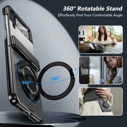 For Samsung Galaxy Z Flip4 Gold Medal Rotating Folding Series Ring Holder Phone Case(Silver) - Galaxy Z Flip4 5G Cases by buy2fix | Online Shopping UK | buy2fix