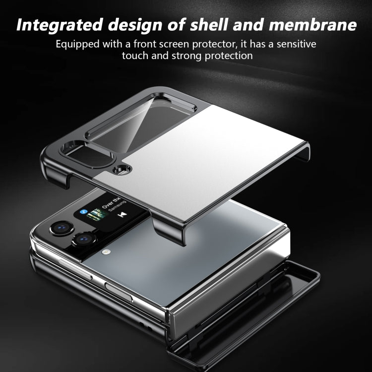 For Samsung Galaxy Z Flip4 Gold Medal Rotating Folding Series Ring Holder Phone Case(Silver) - Galaxy Z Flip4 5G Cases by buy2fix | Online Shopping UK | buy2fix