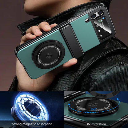 For Samsung Galaxy Z Flip3 Gold Medal Rotating Folding Series Ring Holder Phone Case(Royal Blue) - Galaxy Phone Cases by buy2fix | Online Shopping UK | buy2fix