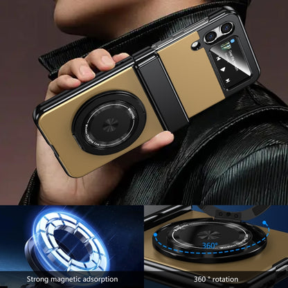 For Samsung Galaxy Z Flip3 Gold Medal Rotating Folding Series Ring Holder Phone Case(Gold) - Galaxy Phone Cases by buy2fix | Online Shopping UK | buy2fix