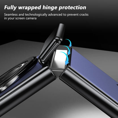 For Samsung Galaxy Z Flip3 Gold Medal Rotating Folding Series Ring Holder Phone Case(Blue) - Galaxy Phone Cases by buy2fix | Online Shopping UK | buy2fix