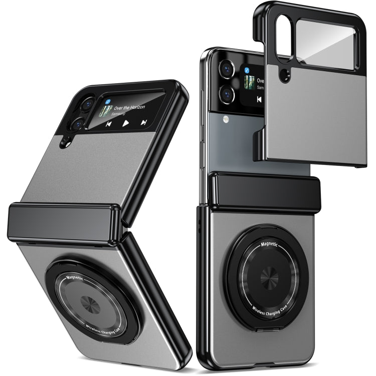 For Samsung Galaxy Z Flip3 Gold Medal Rotating Folding Series Ring Holder Phone Case(Silver) - Galaxy Phone Cases by buy2fix | Online Shopping UK | buy2fix
