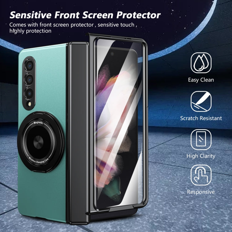 For Samsung Galaxy Z Fold3 Gold Medal Rotating Folding Series Ring Holder Phone Case(Royal Blue) - Galaxy Phone Cases by buy2fix | Online Shopping UK | buy2fix