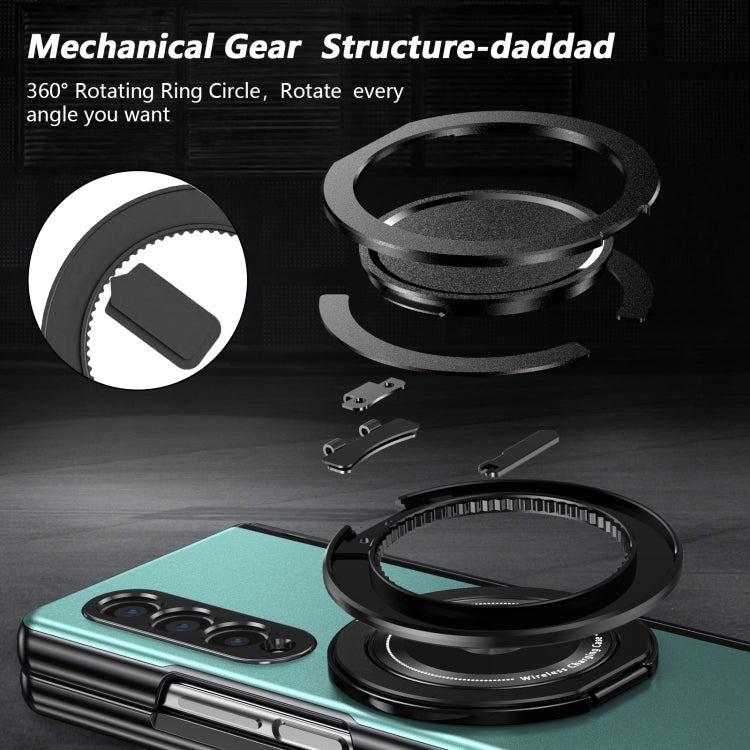 For Samsung Galaxy Z Fold3 Gold Medal Rotating Folding Series Ring Holder Phone Case(Royal Blue) - Galaxy Phone Cases by buy2fix | Online Shopping UK | buy2fix