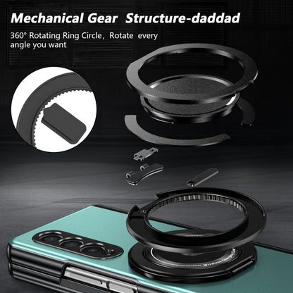 For Samsung Galaxy Z Fold3 Gold Medal Rotating Folding Series Ring Holder Phone Case(Royal Blue) - Galaxy Phone Cases by buy2fix | Online Shopping UK | buy2fix