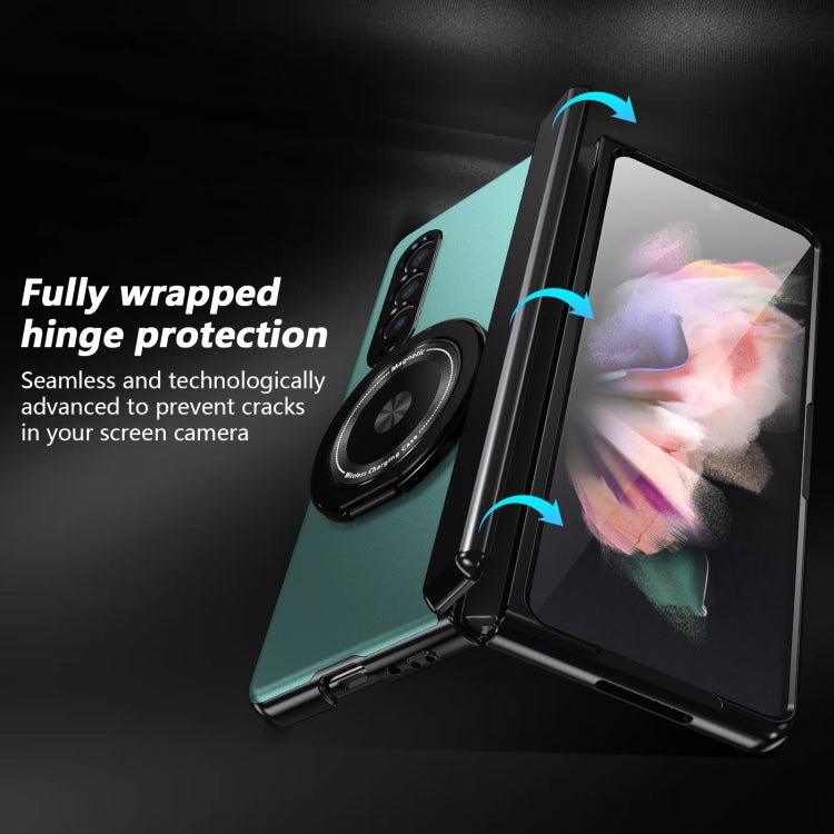 For Samsung Galaxy Z Fold3 Gold Medal Rotating Folding Series Ring Holder Phone Case(Royal Blue) - Galaxy Phone Cases by buy2fix | Online Shopping UK | buy2fix