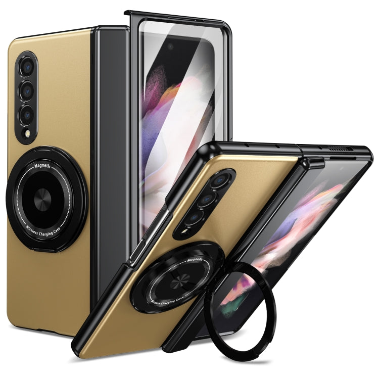 For Samsung Galaxy Z Fold3 Gold Medal Rotating Folding Series Ring Holder Phone Case(Gold) - Galaxy Phone Cases by buy2fix | Online Shopping UK | buy2fix