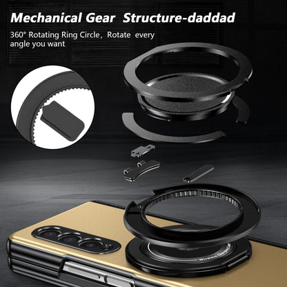For Samsung Galaxy Z Fold3 Gold Medal Rotating Folding Series Ring Holder Phone Case(Gold) - Galaxy Phone Cases by buy2fix | Online Shopping UK | buy2fix