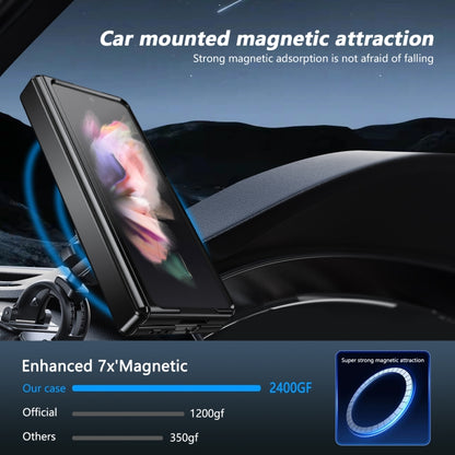 For Samsung Galaxy Z Fold3 Gold Medal Rotating Folding Series Ring Holder Phone Case(Gold) - Galaxy Phone Cases by buy2fix | Online Shopping UK | buy2fix