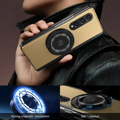 For Samsung Galaxy Z Fold3 Gold Medal Rotating Folding Series Ring Holder Phone Case(Gold) - Galaxy Phone Cases by buy2fix | Online Shopping UK | buy2fix
