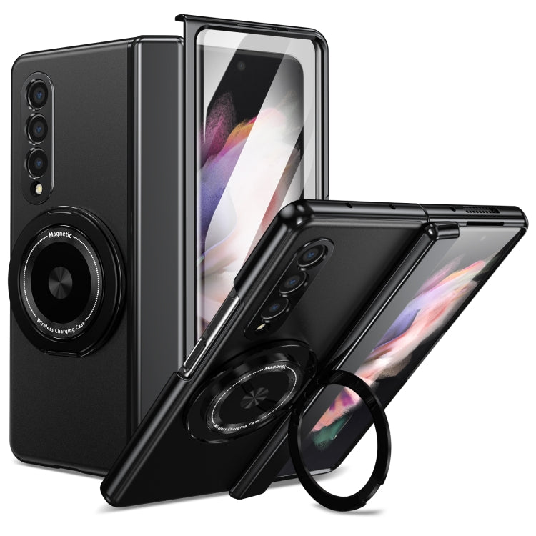 For Samsung Galaxy Z Fold3 Gold Medal Rotating Folding Series Ring Holder Phone Case(Black) - Galaxy Phone Cases by buy2fix | Online Shopping UK | buy2fix