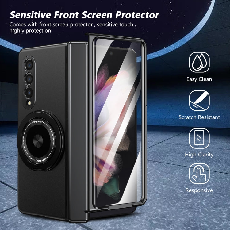 For Samsung Galaxy Z Fold3 Gold Medal Rotating Folding Series Ring Holder Phone Case(Black) - Galaxy Phone Cases by buy2fix | Online Shopping UK | buy2fix