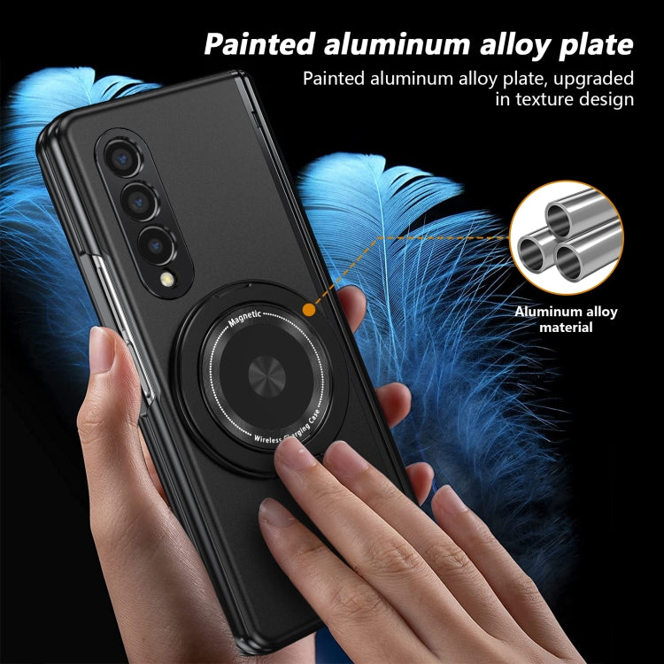 For Samsung Galaxy Z Fold3 Gold Medal Rotating Folding Series Ring Holder Phone Case(Black) - Galaxy Phone Cases by buy2fix | Online Shopping UK | buy2fix