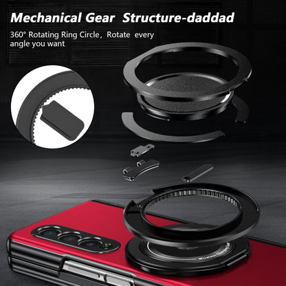 For Samsung Galaxy Z Fold3 Gold Medal Rotating Folding Series Ring Holder Phone Case(Red) - Galaxy Phone Cases by buy2fix | Online Shopping UK | buy2fix