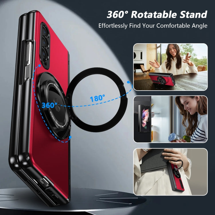 For Samsung Galaxy Z Fold3 Gold Medal Rotating Folding Series Ring Holder Phone Case(Red) - Galaxy Phone Cases by buy2fix | Online Shopping UK | buy2fix