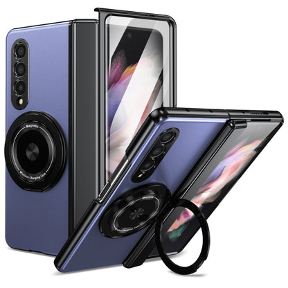 For Samsung Galaxy Z Fold3 Gold Medal Rotating Folding Series Ring Holder Phone Case(Blue) - Galaxy Phone Cases by buy2fix | Online Shopping UK | buy2fix