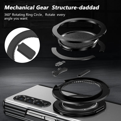 For Samsung Galaxy Z Fold3 Gold Medal Rotating Folding Series Ring Holder Phone Case(Silver) - Galaxy Phone Cases by buy2fix | Online Shopping UK | buy2fix