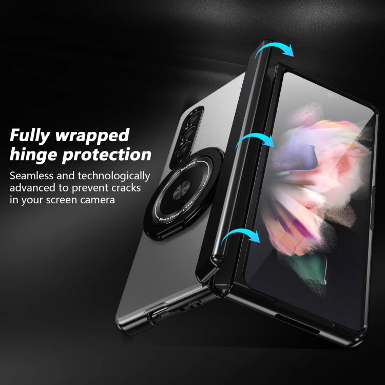 For Samsung Galaxy Z Fold3 Gold Medal Rotating Folding Series Ring Holder Phone Case(Silver) - Galaxy Phone Cases by buy2fix | Online Shopping UK | buy2fix