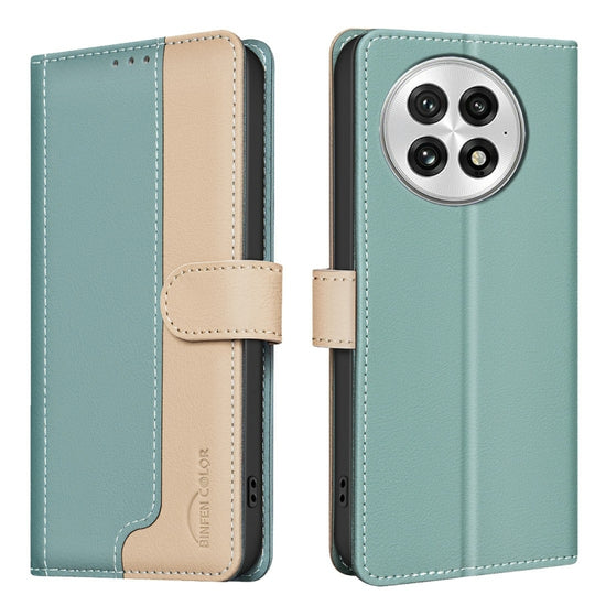 For OnePlus 13 Color Matching RFID Anti-theft Leather Phone Case(Green)