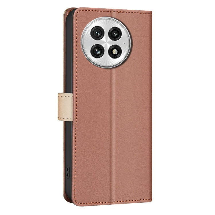 For OnePlus 13 Color Matching RFID Anti-theft Leather Phone Case(Brown) by buy2fix