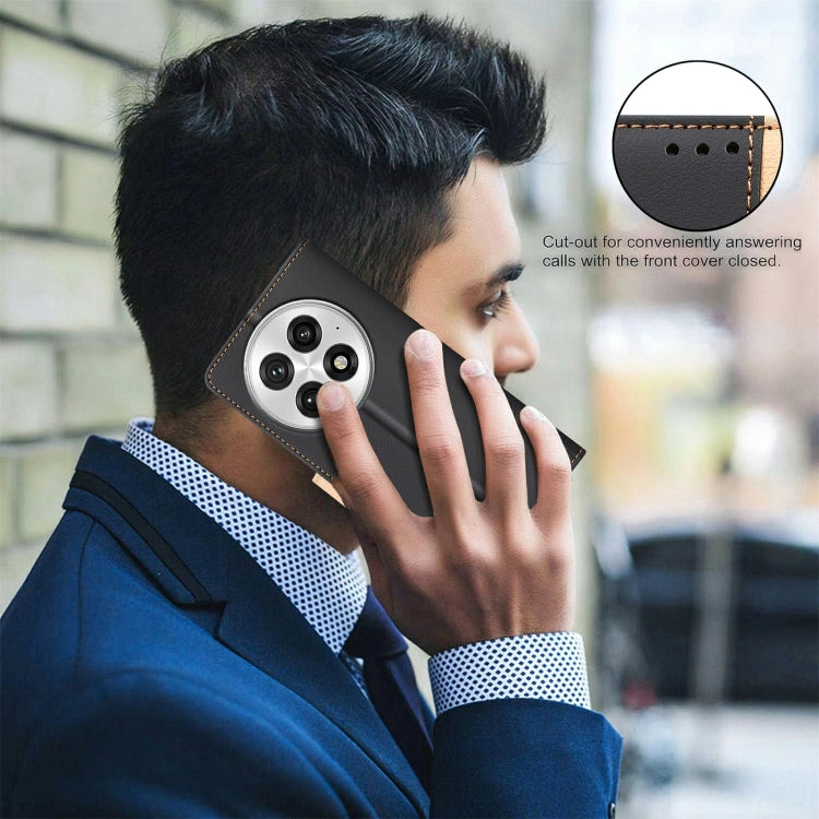 For OnePlus 13 Color Matching RFID Anti-theft Leather Phone Case(Black) by buy2fix