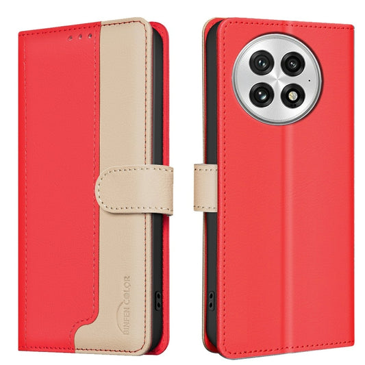 For OnePlus 13 Color Matching RFID Anti-theft Leather Phone Case(Red) by buy2fix