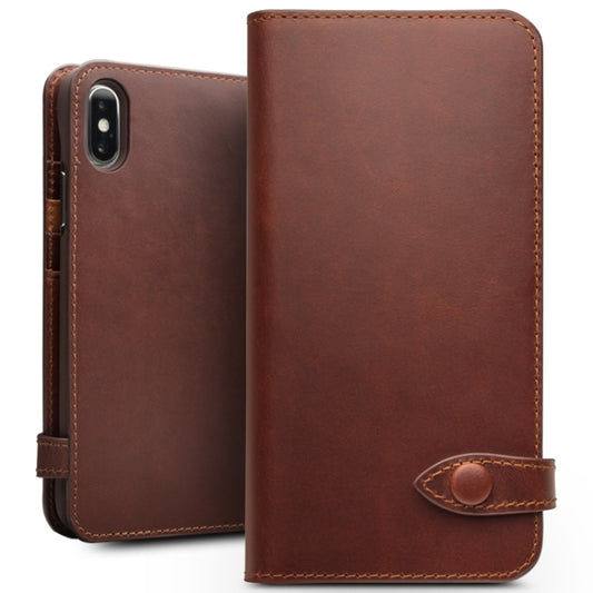 For iPhone X / XS QIALINO Crazy Horse Business Horizontal Flip Leather Case with Holder & Card Slots, Style:With Buckle(Brown) by QIALINO