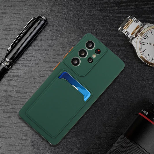 For Samsung Galaxy S25 Ultra 5G Card Slot Design Shockproof TPU Phone Case(Dark Green) by buy2fix