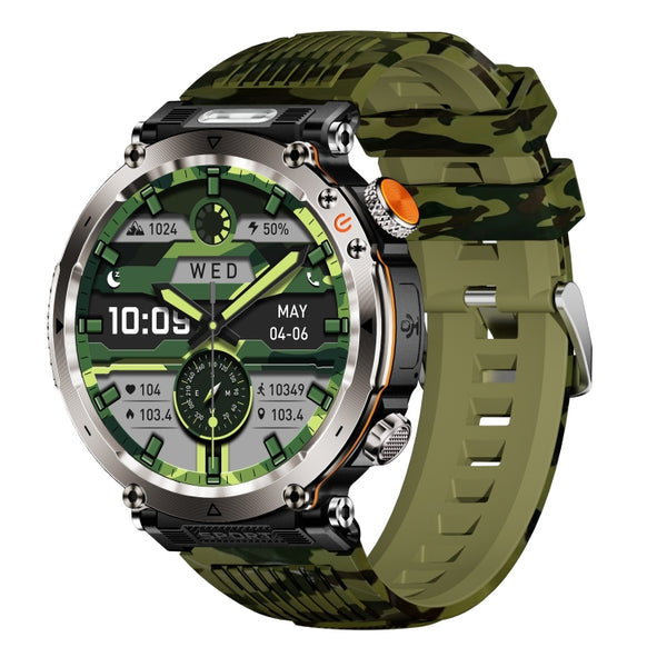 HT30 1.7 inch IP68 Waterproof Camouflage Silicone Band Smart Watch, Support Flashlight / Banknote Detector Light / Compass(Army Green) by buy2fix