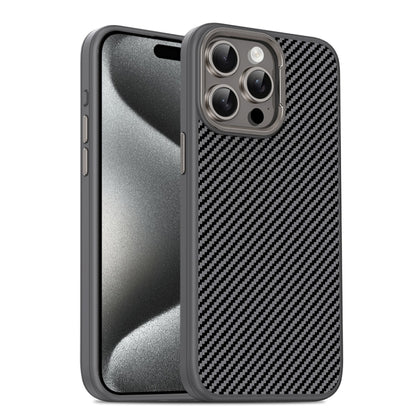 For iPhone 15 Pro Max Carbon Fiber Textured Oil Spray MagSafe Magnetic Phone Case(Grey) - iPhone 15 Pro Max Cases by buy2fix | Online Shopping UK | buy2fix