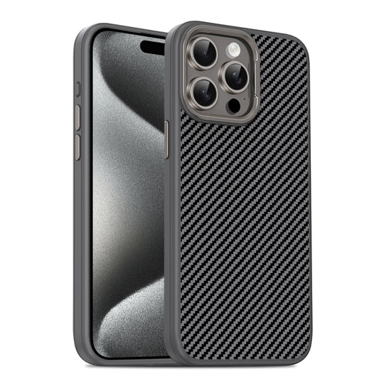For iPhone 15 Pro Max Carbon Fiber Textured Oil Spray MagSafe Magnetic Phone Case(Grey) - iPhone 15 Pro Max Cases by buy2fix | Online Shopping UK | buy2fix