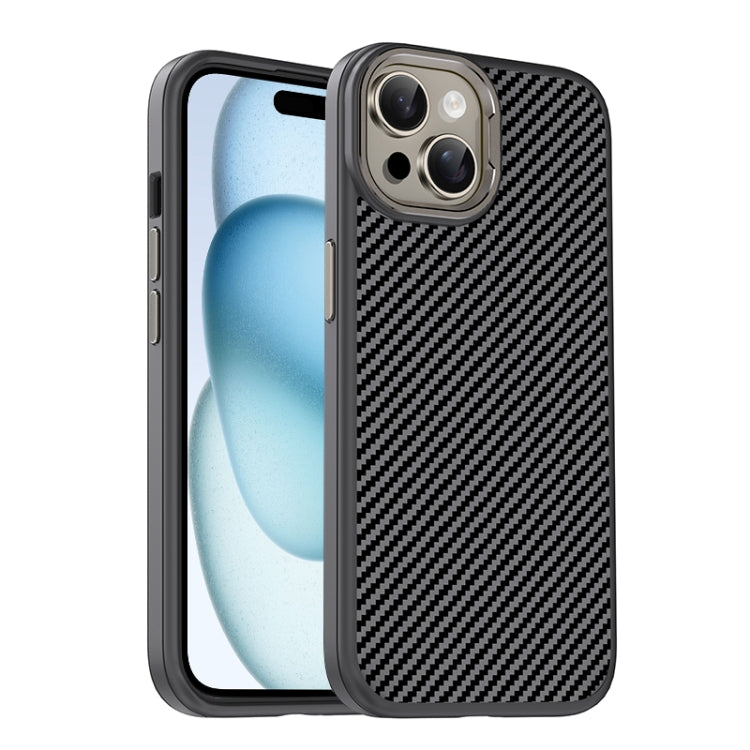 For iPhone 15 Carbon Fiber Textured Oil Spray MagSafe Magnetic Phone Case(Grey) - iPhone 15 Cases by buy2fix | Online Shopping UK | buy2fix