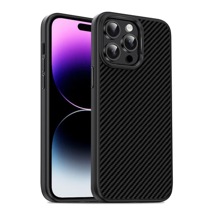 For iPhone 14 Pro Carbon Fiber Textured Oil Spray MagSafe Magnetic Phone Case(Black) - iPhone 14 Pro Cases by buy2fix | Online Shopping UK | buy2fix