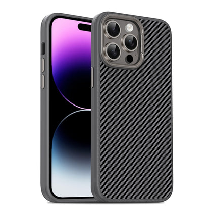 For iPhone 14 Pro Max Carbon Fiber Textured Oil Spray MagSafe Magnetic Phone Case(Grey) - iPhone 14 Pro Max Cases by buy2fix | Online Shopping UK | buy2fix