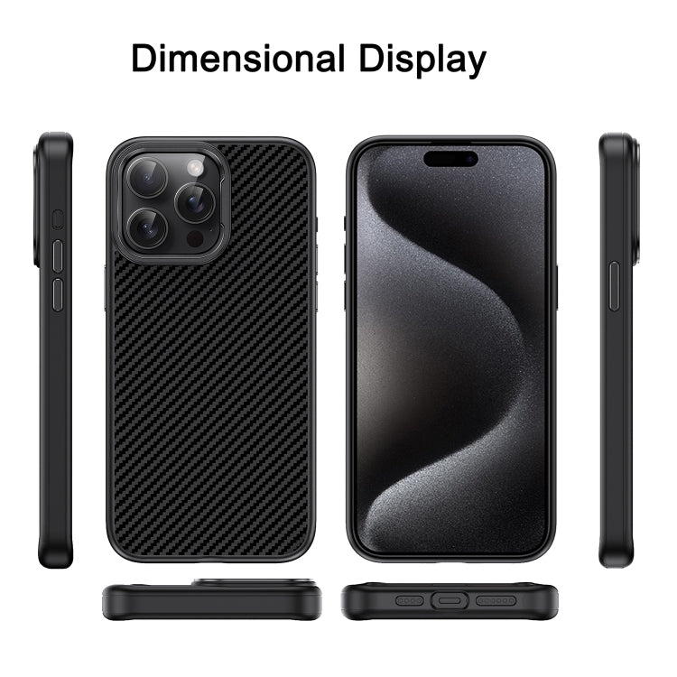 For iPhone 15 Carbon Fiber Textured Oil Spray MagSafe Magnetic Phone Case(Black) - iPhone 15 Cases by buy2fix | Online Shopping UK | buy2fix