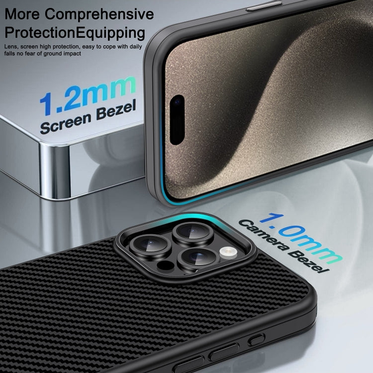 For iPhone 15 Pro Carbon Fiber Textured Oil Spray MagSafe Magnetic Phone Case(Black) - iPhone 15 Pro Cases by buy2fix | Online Shopping UK | buy2fix