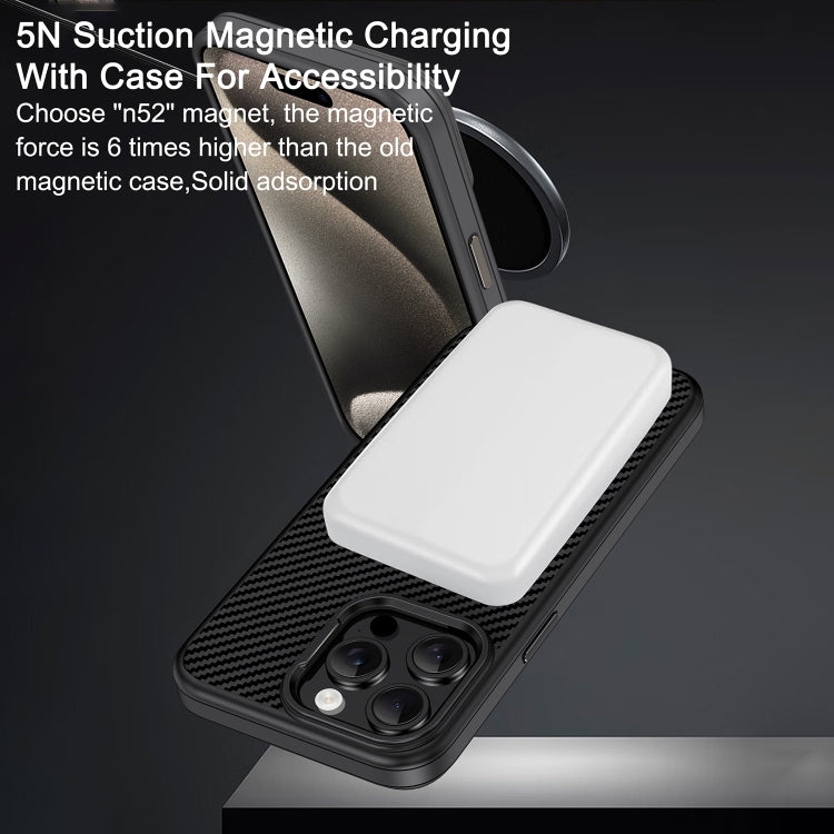 For iPhone 15 Pro Max Carbon Fiber Textured Oil Spray MagSafe Magnetic Phone Case(Black) - iPhone 15 Pro Max Cases by buy2fix | Online Shopping UK | buy2fix