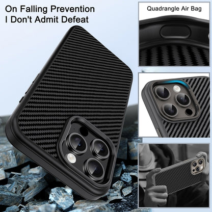 For iPhone 15 Carbon Fiber Textured Oil Spray MagSafe Magnetic Phone Case(Black) - iPhone 15 Cases by buy2fix | Online Shopping UK | buy2fix