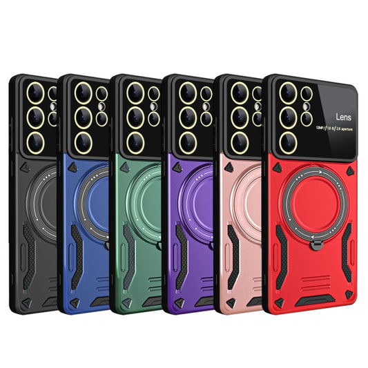 For Samsung Galaxy S25 Ultra 5G Large Window MagSafe Holder Phone Case(Black) by buy2fix